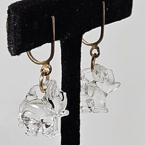 Antique Glass Elephant Screw Post Earrings